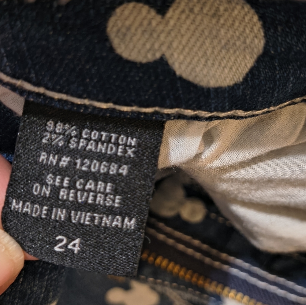 Disney Blue Denim Shorts with White Mickey Icon Print - Picture 8 of 8